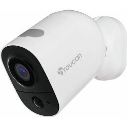 Toucan TWC300WU Wireless Indoor/Outdoor Battery-Powered Security Camera, 2.75"H x 1.9"W x 3.2"D, White