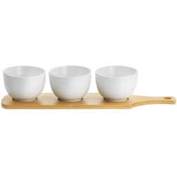 Gibson Elite Gracious Dining 4-Piece Fine Ceramic Tidbit Bowl Set With Base, White