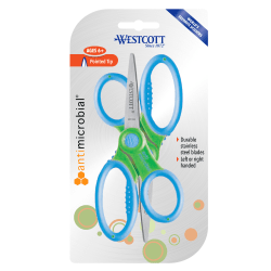 Westcott Kids' Scissors With Antimicrobial Protection, 5", Pointed, Assorted Colors, Pack Of 2 Pairs