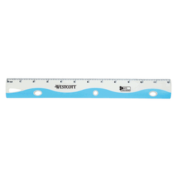 Westcott Ruler Wave School Ruler With Anti-Microbial Protection, 12", Assorted Colors