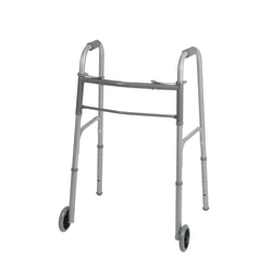 Medline Guardian Adult 2-Button Folding Walkers, 5" Wheels, 32 - 39 1/2", Case Of 4