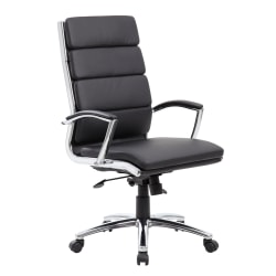 Boss Office Products Vinyl High-Back Chair, Black/Chrome