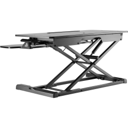 Amer Mounts Sit-Stand Integrated Desk Workstation - 33.07 lb Load Capacity - 19.7" Height x 24.2" Width - Desktop - Chipboard, Steel, Plastic - Black