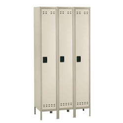 Safco® Storage Lockers, Single-Tier, Bank Of 3, Tan