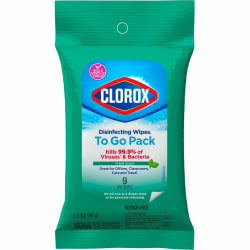 Clorox Bleach-Free Disinfecting Wipes, To-Go Pack, Fresh Scent, 2-13/16" x 6-9/16", 9 Wipes Per Pack, White, Case Of 24 Packs