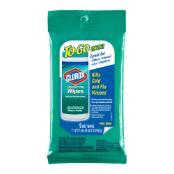 Clorox Bleach-Free Disinfecting WipesTo-Go Pack - Fresh Scent - Bleach-free, Disinfectant, Antibacterial, Disposable - White - 9 Pack - 24 / Carton