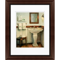 Timeless Frames Clayton Framed Bath Artwork, 11" x 14", Brown, Cottage Sink With Cherry Wood
