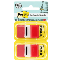 Post-it® Flags, 1 in. x 1.7 in., 12 Dispensers, 50 Flags/Dispenser, Red, School Supplies for Students, Flags for Textbooks and Notebooks