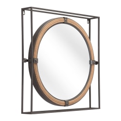 Zuo Modern Capell Round Mirror, 21-3/4"H x 23-5/8"W x 3-1/8"D, Brass