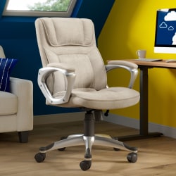 Serta Hannah Ergonomic Fabric Mid-Back Office Chair, Tan/Silver