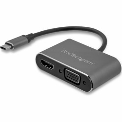 StarTech.com USB C to VGA and HDMI Adapter - Aluminum - USB-C Multiport Adapter - 6 in/15.24 cm Buil - CDP2HDVGA