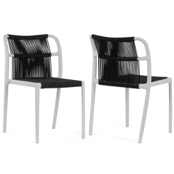 Glamour Home Belden Fabric Dining Accent Chairs, Black/White, Set Of 2 Chairs, GHDC1767