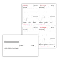 ComplyRight® W-2 Tax Form Set, Employee Copies Only, 4-Part, Copies B, C, 2, 2, 4-Up (Box), 8-1/2" x 11", Pack Of 50 Forms and Envelopes