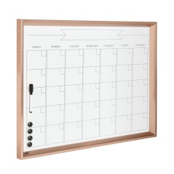 Kate and Laurel Calter Magnetic Framed Dry-Erase Monthly Calendar, Melamine, 21-1/2" x 27-1/2", White, Rose Gold Plastic Frame