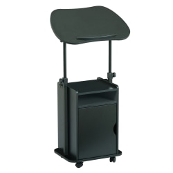 Techni Mobili 24"W Sit-to-Stand Rolling Adjustable Height Laptop Cart Standing Desk With Storage, Black, Total Qty 1