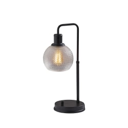Adesso® Simplee Barnett Globe Table Lamp with USB Port, 20-1/2"H, Clear Shade/Matte Black Base