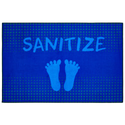 Carpets for Kids® KID$Value Rugs™ Blue Feet Stand Here To Sanitize Activity Rug, 3' x 4 1/2' , Blue