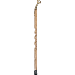 Brazos Walking Sticks™ Twisted Oak Wood Cane With Brass Hame-Top Handle, 37", Brown