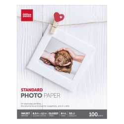 Office Depot® Brand Standard Photo Paper, Glossy, Letter Size (8 1/2" x 11"), 8 Mil, Pack Of 100 Sheets