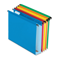 Pendaflex® Extra-Capacity Hanging File Folders, 2" Expansion, Letter Size, Assorted Colors, Box Of 20 Folders