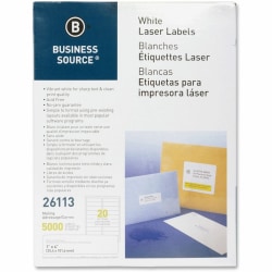 Business Source Bright White Premium-quality Address Labels - 1"x 4" - Permanent Adhesive - Rectangle - 26113