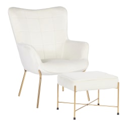 LumiSource Izzy Lounge Chair And Ottoman Set, Gold/Cream
