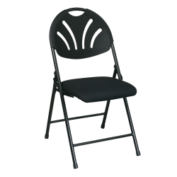 Office Star™ Fan-Back Stackable Folding Chairs, Black, Set Of 4