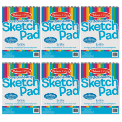 Melissa & Doug Portfolio Quality Sketch Pad, 50 Sheets, 9" x 12", White, Pack Of 6