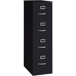 Lorell® Fortress 25"D Vertical 4-Drawer File Cabinet, Metal, Black