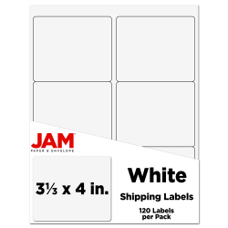 JAM Paper® Mailing Address Labels, Rectangle, 3 1/3" x 4", White, Pack Of 120