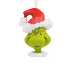 Hallmark Grinch Head Ornament, 3-1/4"H x 2-1/4"W x 1-3/4"D, Multicolor