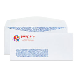 Gummed Seal, Single Window Security Business Envelopes,  3-7/8" x 8-7/8", Full-Color, Custom #9, Box Of 500