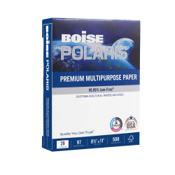 Boise® POLARIS® Premium Multi-Use Printer & Copy Paper, 1 Ream, White, Letter (8.5" x 11"), 500 Sheets Per Ream, 20 Lb, 97 Brightness, FSC® Certified