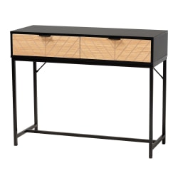 Baxton Studio Jacinth Modern Industrial 2-Tone Wood And Metal 2-Drawer Console Table, 31-1/2"H x 39-7/16"W x 15-3/4"D, Black/Natural Brown Finished