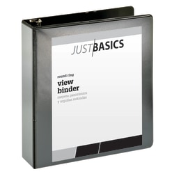 Just Basics® Basic View 3-Ring Binder, 2" Round Rings, Black