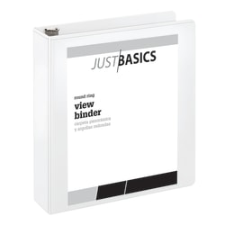 Just Basics® Basic View 3-Ring Binder, 2" Round Rings, White