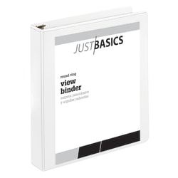 Just Basics® Basic View 3-Ring Binder, 1 1/2" Round Rings, White