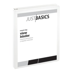 Just Basics® Basic View 3-Ring Binder, 1" Round Rings, White