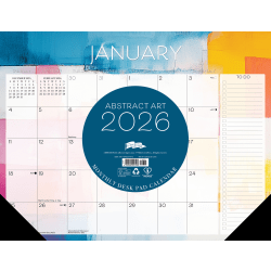 2026 Willow Creek Press Desk Pad Calendar, 22" x 17", Abstract Art, January To December, 57193