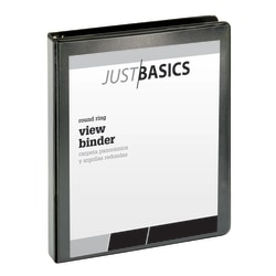 Just Basics® Basic View 3-Ring Binder, 1" Round Rings, Black