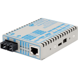 Omnitron FlexPoint 10/100 Ethernet Fiber Media Converter RJ45 SC Single-Mode 30km - 1 x 10/100BASE-TX; 1 x 100BASE-LX; US AC Powered; Lifetime Warranty