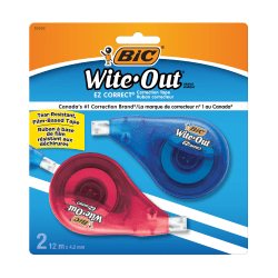 BIC Wite-Out Brand EZ Correct Correction Tape, 472", White, Pack Of 2