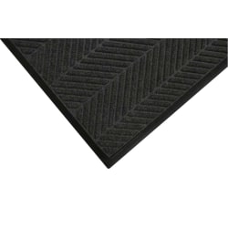 M+A Matting WaterHog Max Herringbone Classic Mat, 4' x 6', Black Smoke, Smooth backing