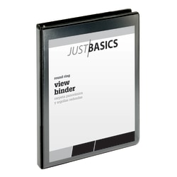 Just Basics® Basic View 3-Ring Binder, 1/2" Round Rings, Black