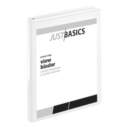 Just Basics® Basic View 3-Ring Binder, 1/2" Round Rings, White