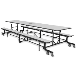 Palmer Hamilton 19F Mobile Cafeteria Bench Table, 29" x 145", Gray Glace