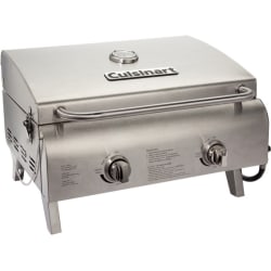 Cuisinart Chef's Style Stainless Tabletop Grill - 2 Sq. ft. Cooking Area - 2 Cooking Elements - 2930.71 W - Propane - Tabletop - Outdoor - Silver