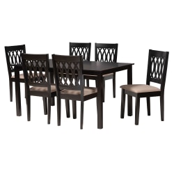 Baxton Studio Florencia Modern 7-Piece Dining Set, 29-3/16"H x 59-1/16"W x 35-7/16"D, Beige/Espresso Brown
