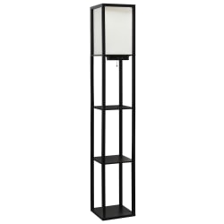 Simple Designs Etagere Organizer Floor Lamp, 62-1/2"H, White Shade/Black Base