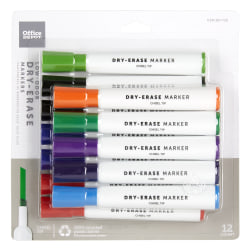Office Depot® Brand Low-Odor Dry-Erase Markers, Chisel Point, 100% Recycled Plastic Barrel, Assorted Colors, Pack Of 12